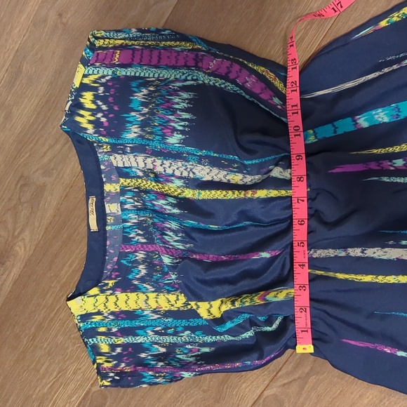 BEBOP | Vibrant blue and purple short sleeve dress, Stretchy Waist, Medium - Picture 5 of 9